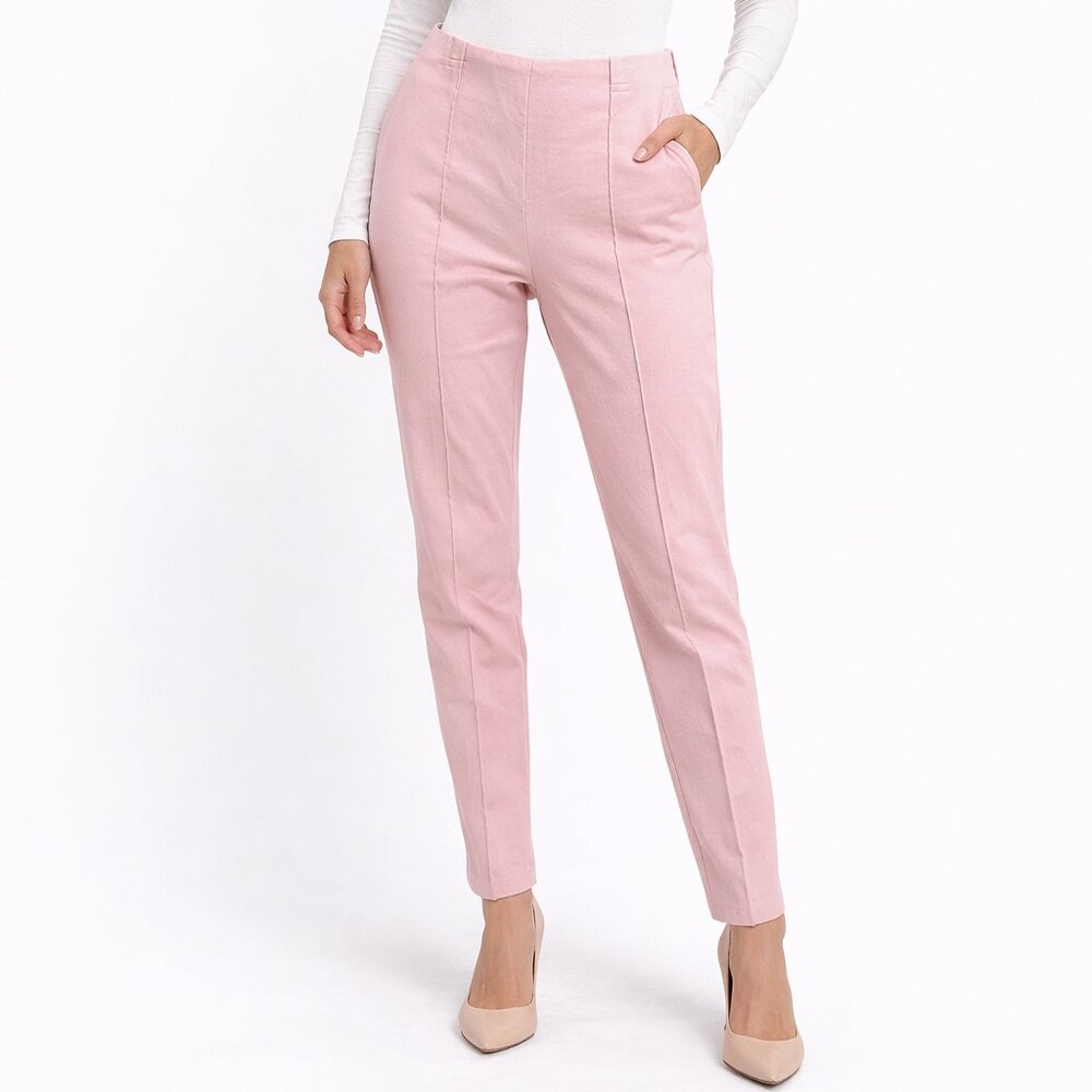 Nina Leonard Pink Pull On Slim Ankle Pants Stretch Career Chic XL Office Preppy